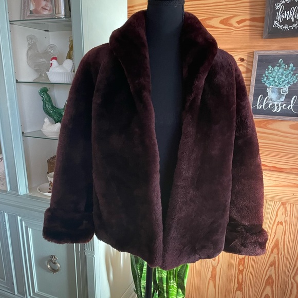Jackets & Blazers - Vintage Mouton jacket Brownish Burgundy color